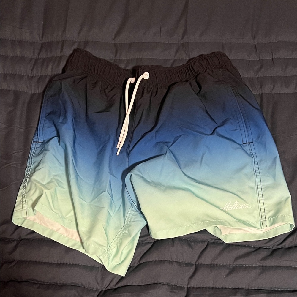 Hollister Blue and Green Ombre Swim Board Shorts